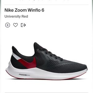 Nike Air Zoom Winflo 6 in Black / University Red.  Men Size 12.
